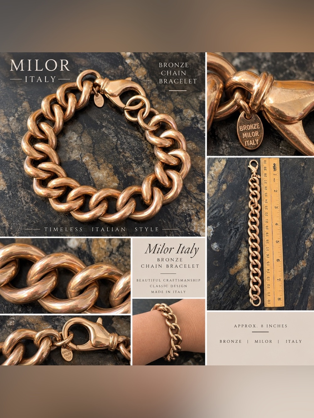 Minor Italy Bronze Chain Bracelet - Rose Bronze Tone